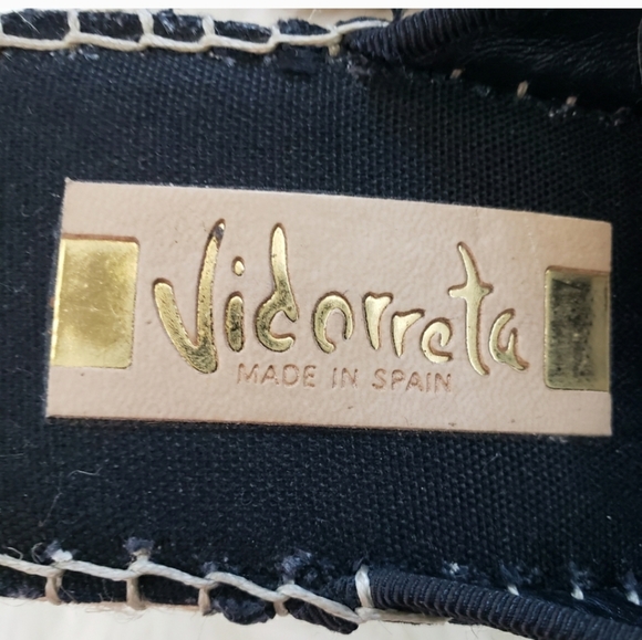 Vidoretta Black Leather Studded Raffia Jute Wedge Sandals Size 11 - Picture 4 of 11